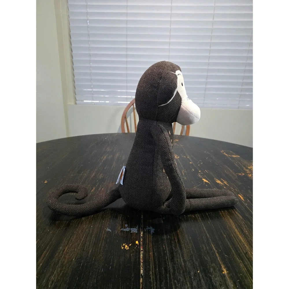 Pillowfort Monkey Figural Throw‎ Pillow Kids 12in Brown Excellent Herringbone